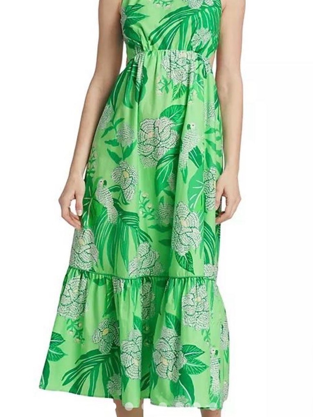Farm Rio Green Dewdrop Floral Dress